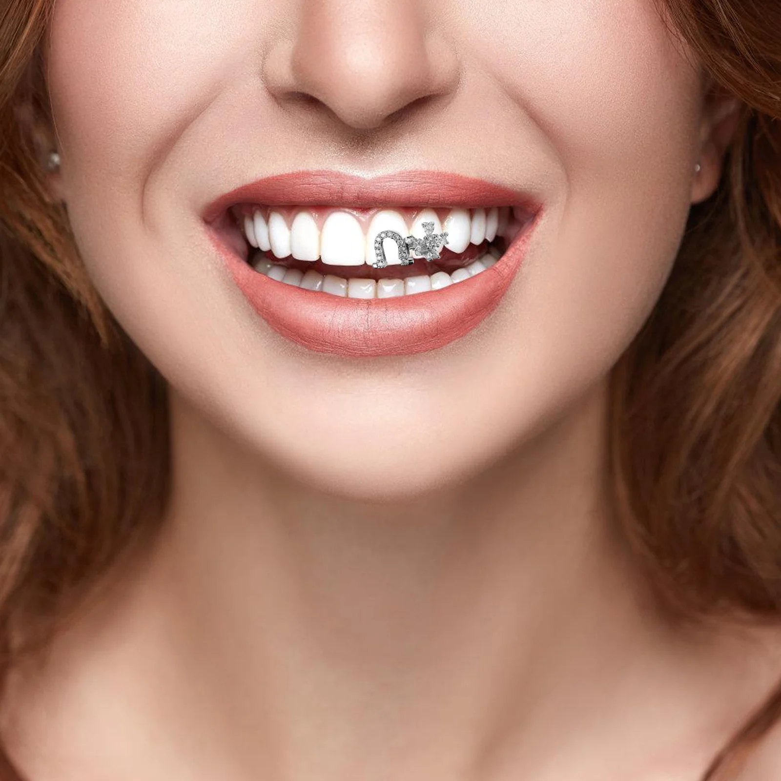 Hip Hop Zircon Tooth Grill Unique Design Lightweight Comfortable Party Rap Performance Teeth Jewelry Tooth Grill