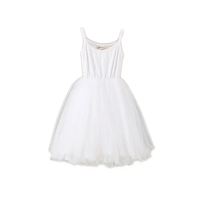 أطفال نسيج متماسكة رقيق بلون تول بسيط ولكن أنيق حالمة نمط الأطفال تنورة الفتيات رائعتين موضة فستان بلا أكمام