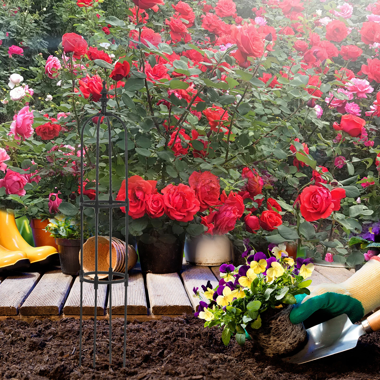 

Obelisk Trellises Climbing Plants Outdoor Potted Plant Obelisk Trellis Plant Support Potted Metal Garden Simple 8mm