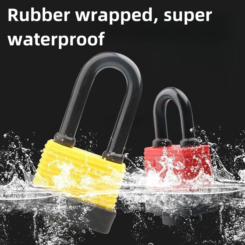 Rubber Padlock Electric Box Warehouse Outdoor Courtyard Door Long Beam Large Lock Anti-rust, Shear, Anti-theft and Waterproof