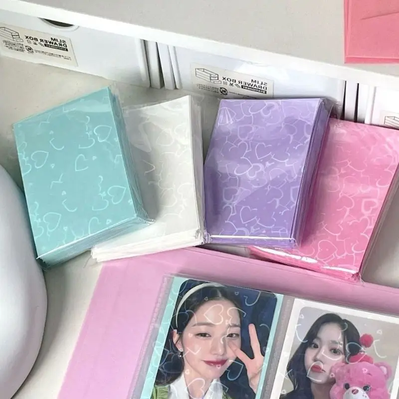 20Pcs/pack Ins Toploader Glittery Love Heart Fireworks Photocard Sleeves Idol Photo Cards Protective Storage Bag Card Protector