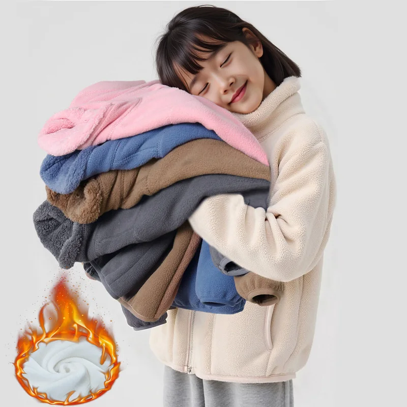 

Thickened Jackets For Boys Girls Children's Padded Winter Coats Kids Plush Velvet Warm Outerwear Toddler Autumn Casual Clothing