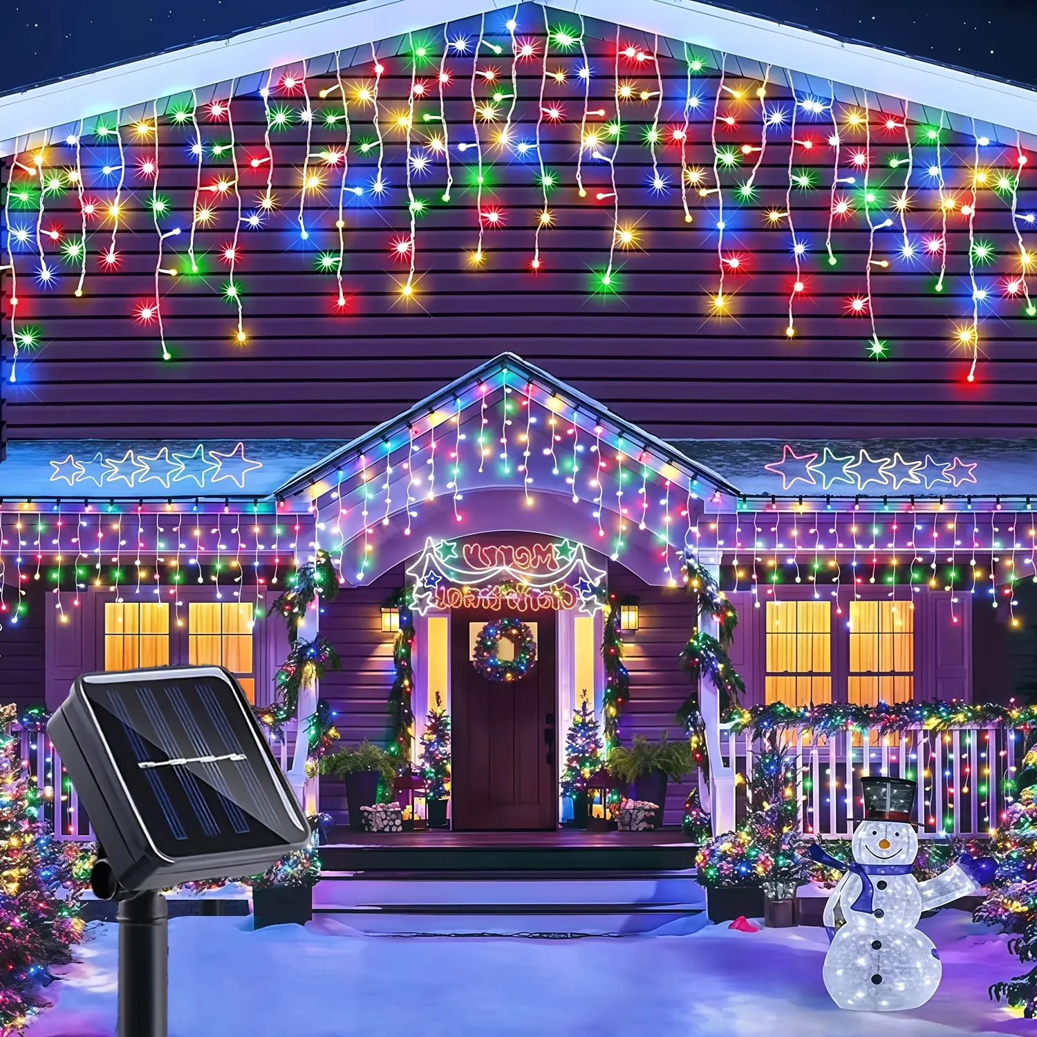 

Solar Icicle Light Outside Christmas Fairy Light Outdoor Waterproof Solar Powered String Light for Garden Porch Eaves Window