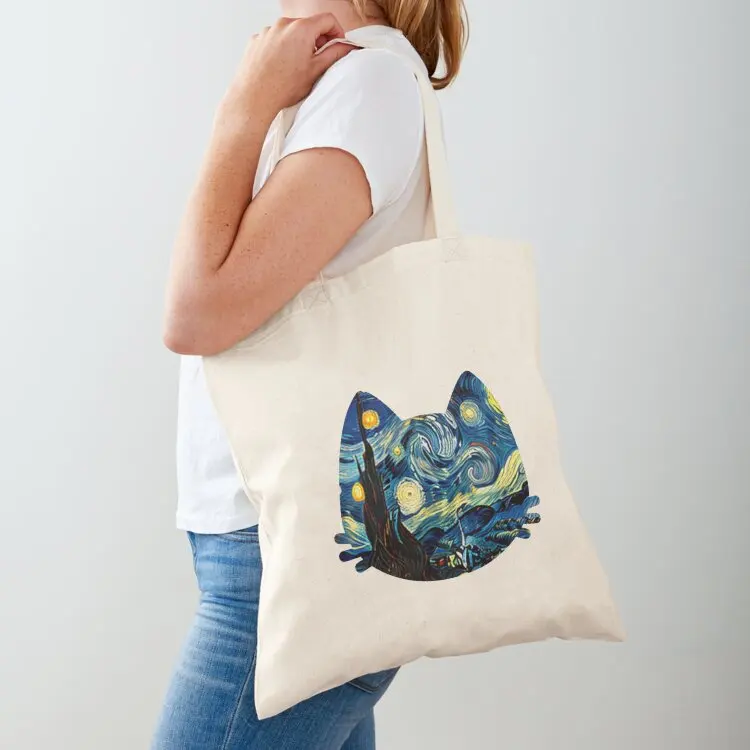 

Van gogh Cat Tote Bag Women's shopping bag custom fabric bag tote screen supermarket folding