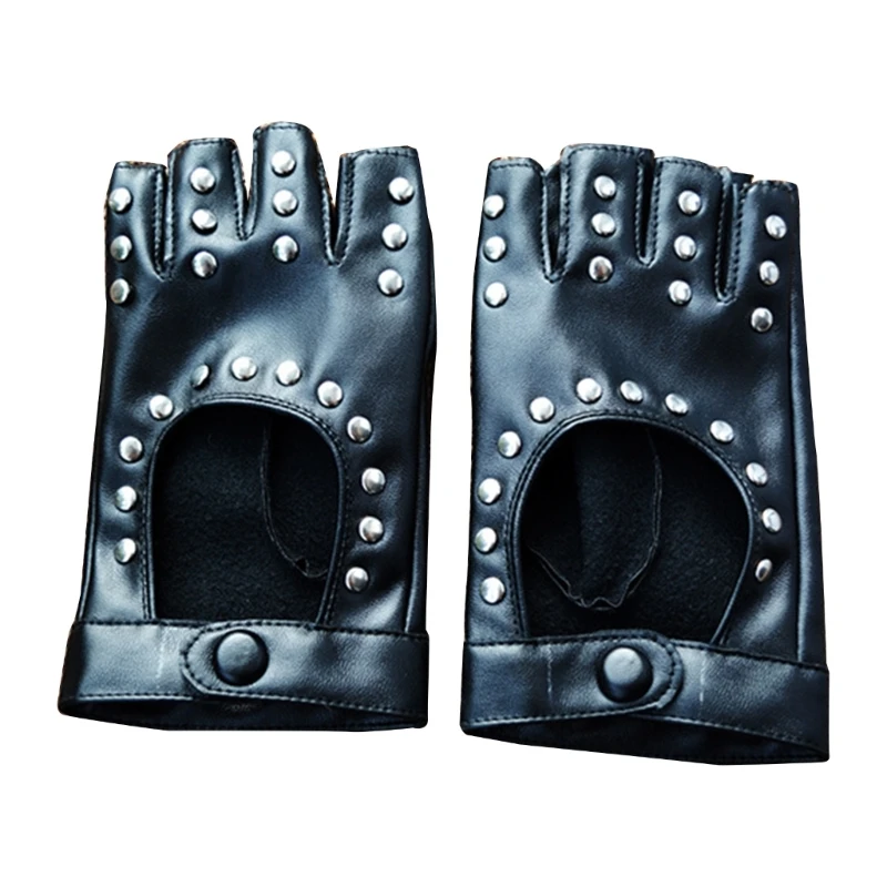 New Nightclub PU Gloves Party Accessory for Street Dance Stage-performance Studded Gloves for Dancer Women and Girls