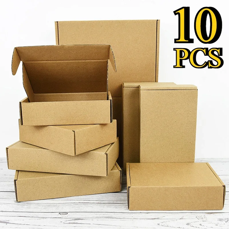 10PCS Kraft Paper Gift Box Multi Size Packaging Box Wedding Party Small Gift Handmade Soap Chocolate Candy Cookie Event Giftbox