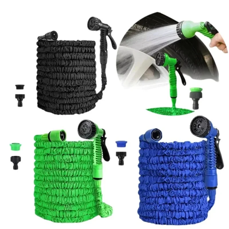 LUSQI High Pressure Water Hose 25FT-100FT Portable Garden Hose For Car Cleaning Irrigation Home Use With Spray Gun