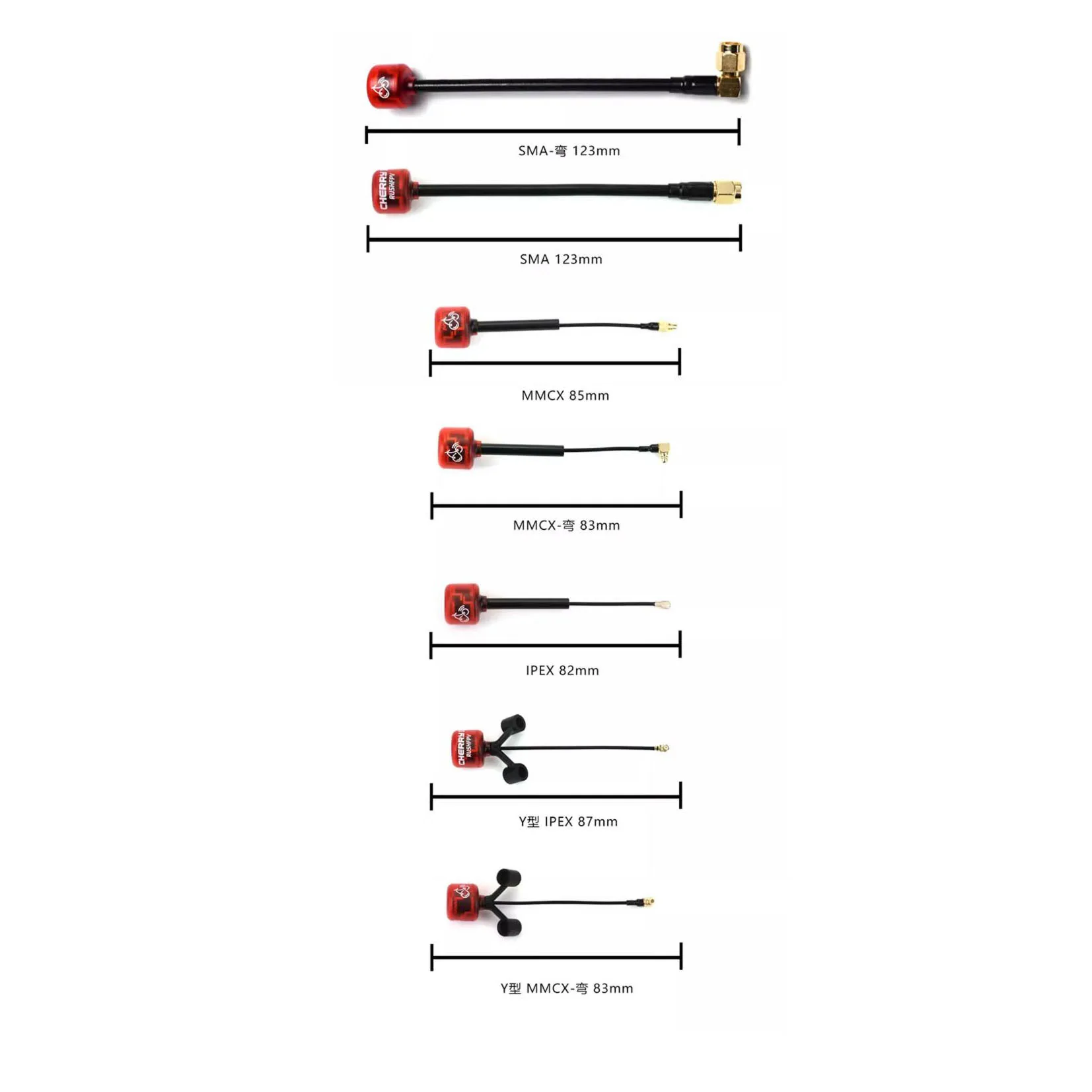 NEW RUSHFPV Cherry 2 II 5.8G 1.8Dbi Antena FPV SMA MMCX UFL LHCP RHCP 230mm 150mm Do Dronów RC FPV Dalekiego Zasięgu Analogo