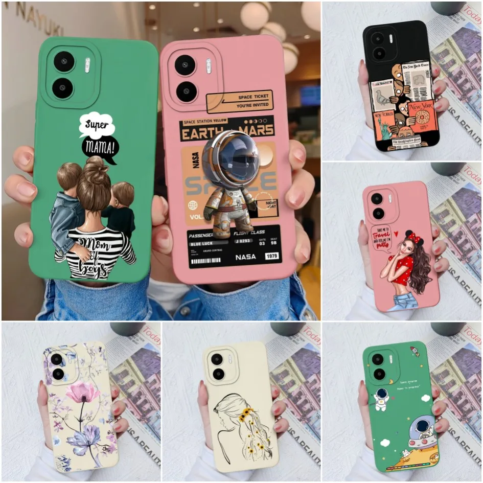 Phone Case For Xiaomi Redmi A1 A1+ A2 A2+ Liquid Silicone Fashion Sweet Girls Pretty Phone Back Covers For Redmi A 1 Plus Fundas