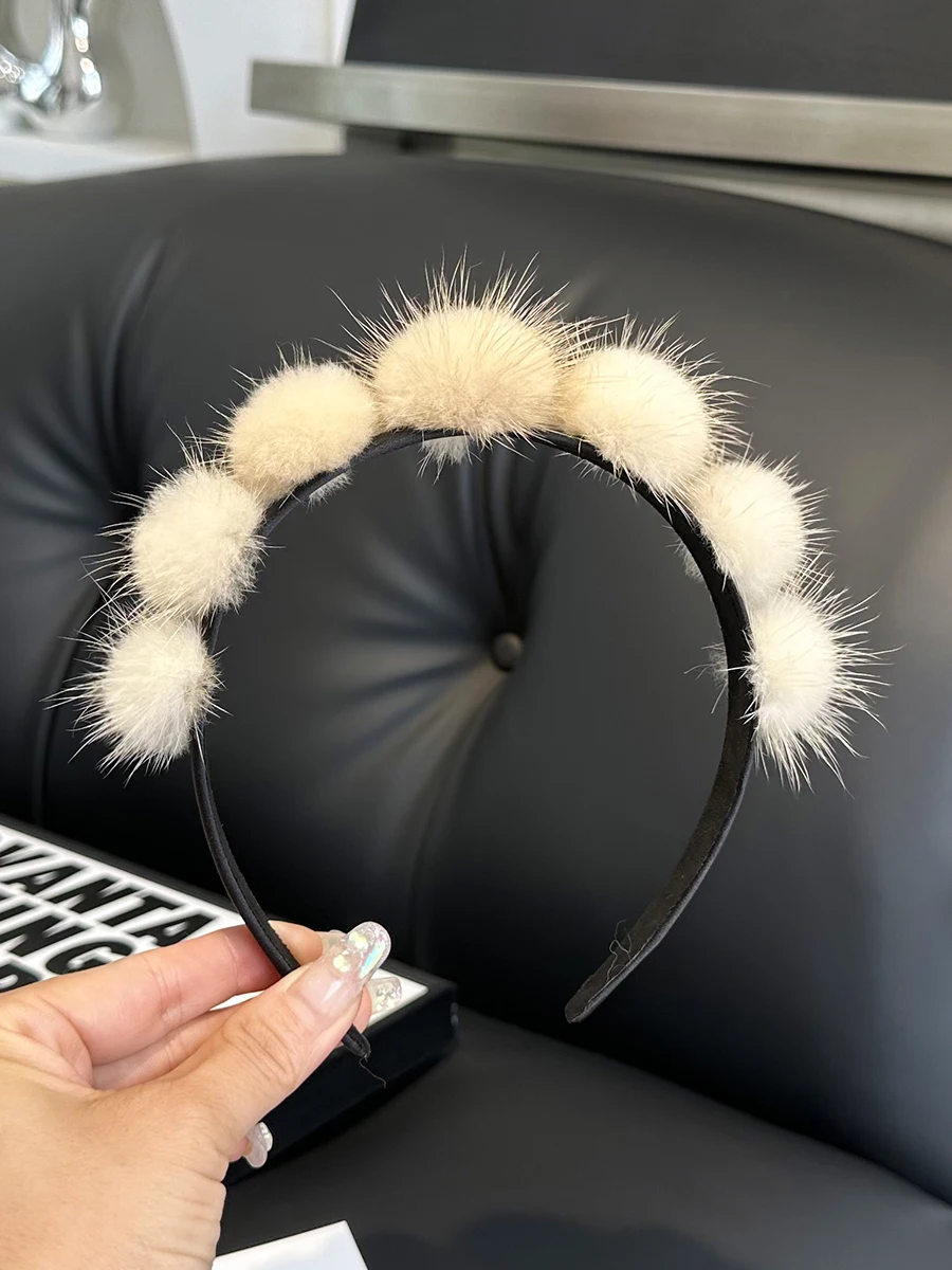 100% Prawdziwe opaski z futra norek Kobiety Luksusowa zimowa wysokiej jakości opaska do włosów z prawdziwego futra Lady Fashion Hair Hoop Furry Gift