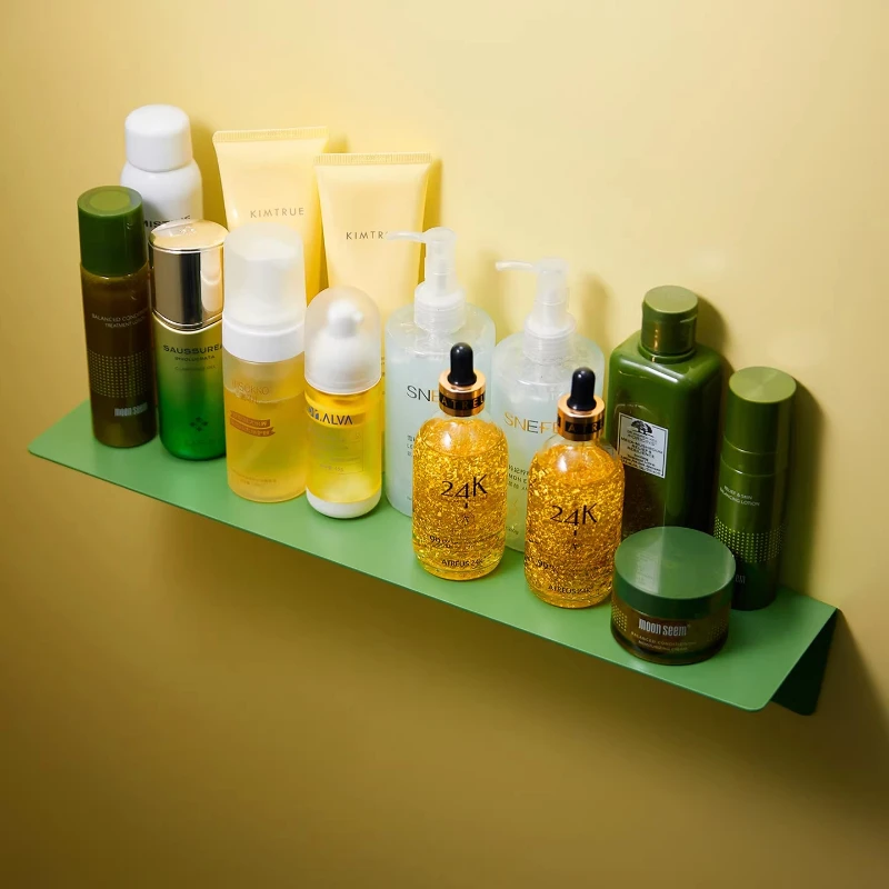 Solid Brass Matcha Green Bathroom Storage Wall Artistic Bathroom Shelf Modern Floating Storage Rack Copper Bathroom Decor Racks