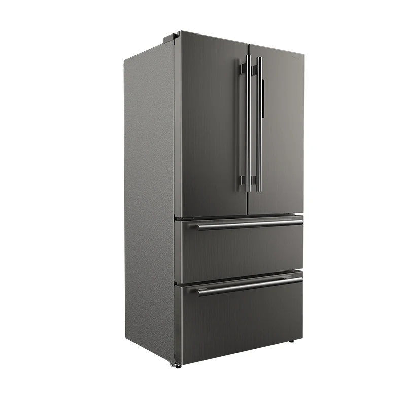 Household stainless steel double black 554L French door refrigerator with ice maker