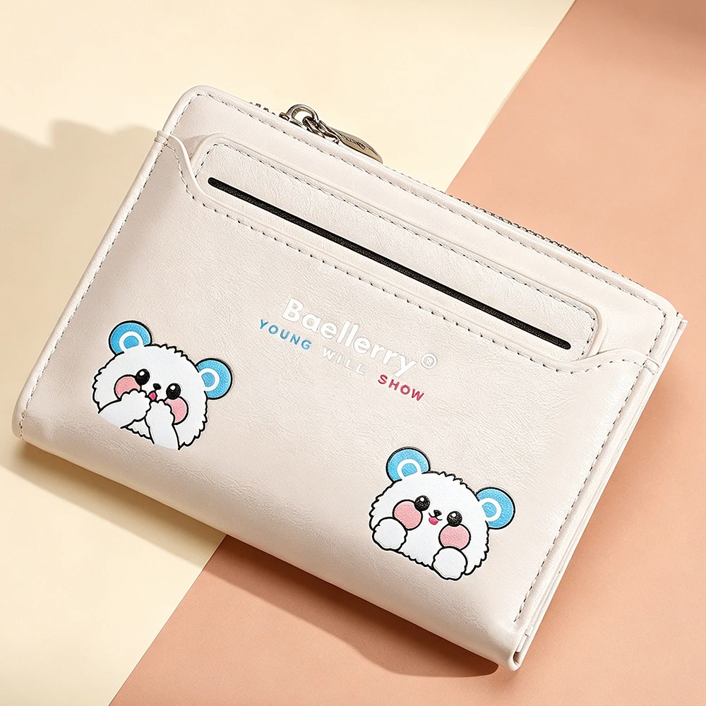 High Quality New Short Women Wallets  Cute Cartoon Bear Wallet For Girls Simple Card Holder Zipper Female Coin Purses Money Clip