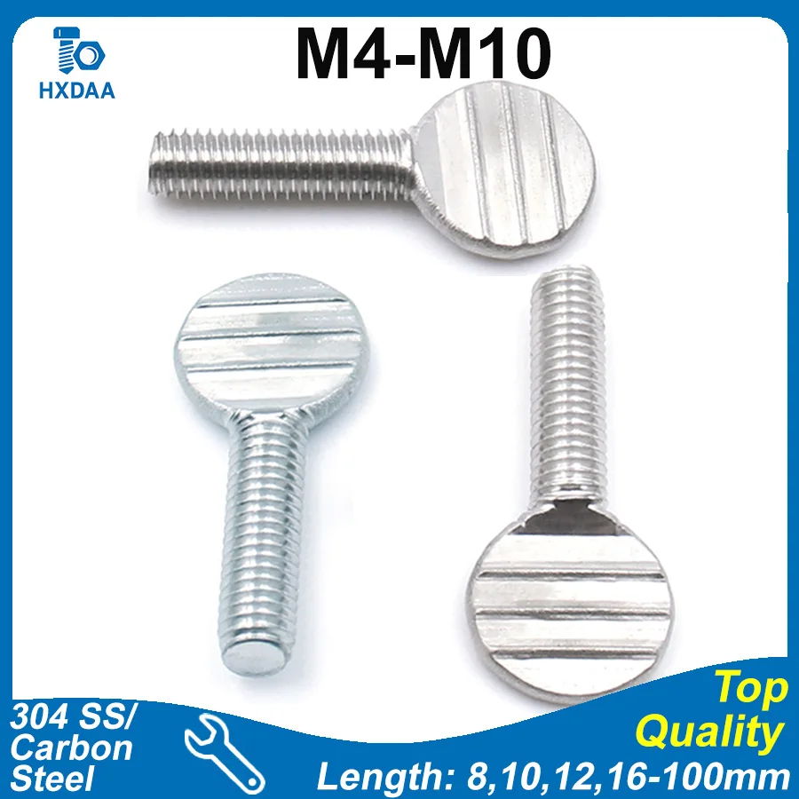 M4 M5 M6 M8 M10 304 Stainless Steel/Carbon Steel Zinc Plated Ping Pong Paddle Screw Thumb Screws Hand Tightening Bolts