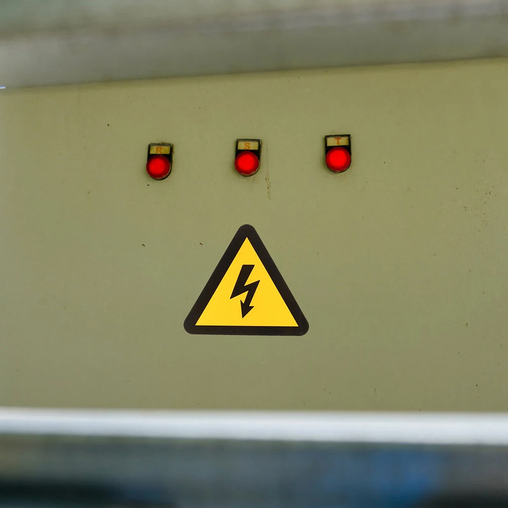 

24 Pcs Warning Stickers Electrical Panel Labels Yellow Triangle Decals High Voltage Signs Electrical Labels Traffic Symbols