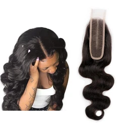 Alipretty Body Wave capelli umani Kim chiusura 2x6 pizzo parte centrale chiusura in pizzo svizzero per le donne tessitura dei capelli Remy brasiliani