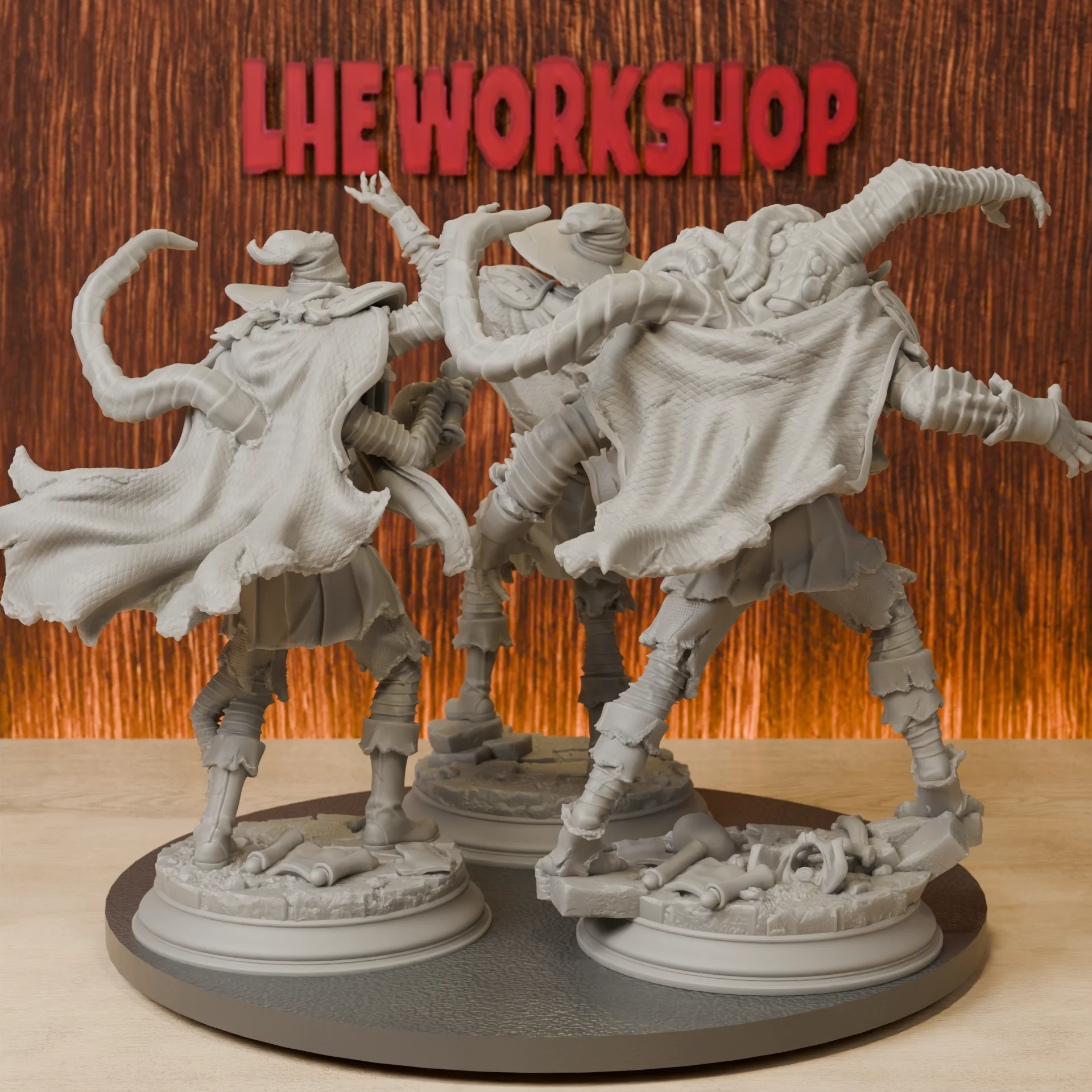 Eldritch Plagued Wizard Puppet-Trio Bundle Miniatures | 28mm-38mm | Resin 3D Printed DND Pathfinder Mini | Unpainted Grey