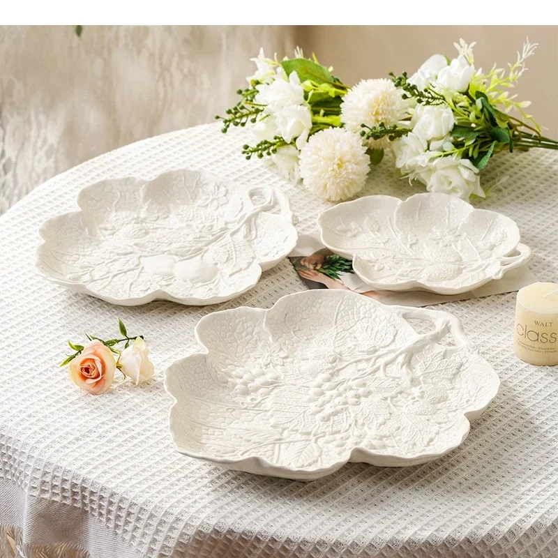 Fruit Relief Plate Restaurant Ceramic Cake Dessert Nordic Home Breakfast Pasta Salad Kitchen Tableware