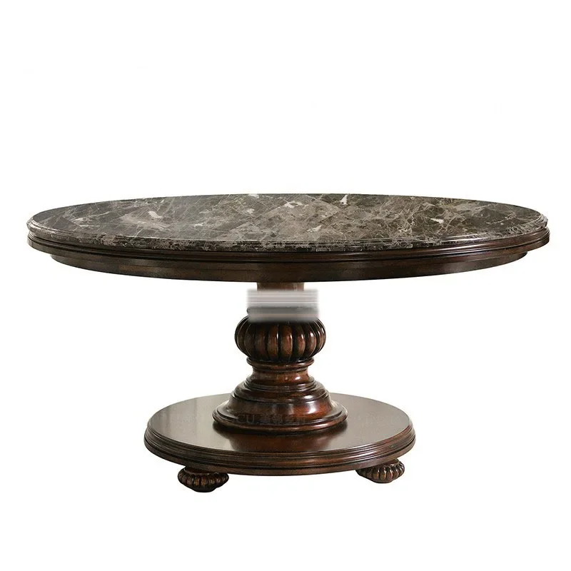 

z American Countryside Retro Vintage Vintage Circular Dining Table Dining Room Multi Person Table and Chair Combination