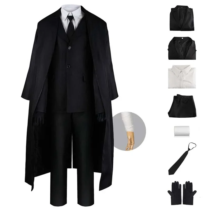

Dazai Osamu Cosplay Costume Dazai Osamu Outfits for Anime Comic Con Dazai Osamu Black Full Set Trench Coat