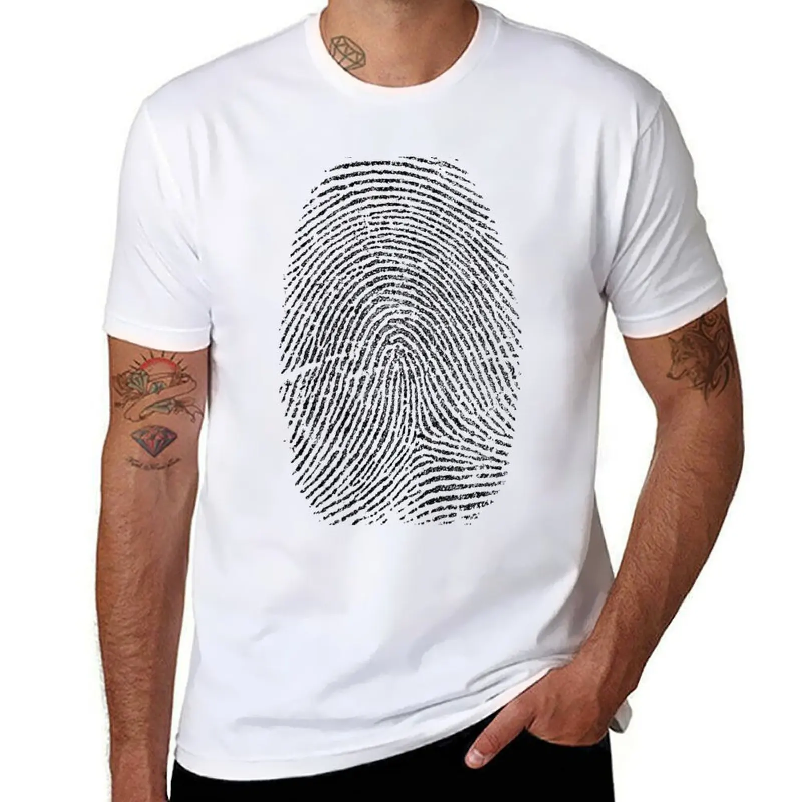 casual Black man man men Identity T-Shirt Fingerprint t for t funny shirts shirts
