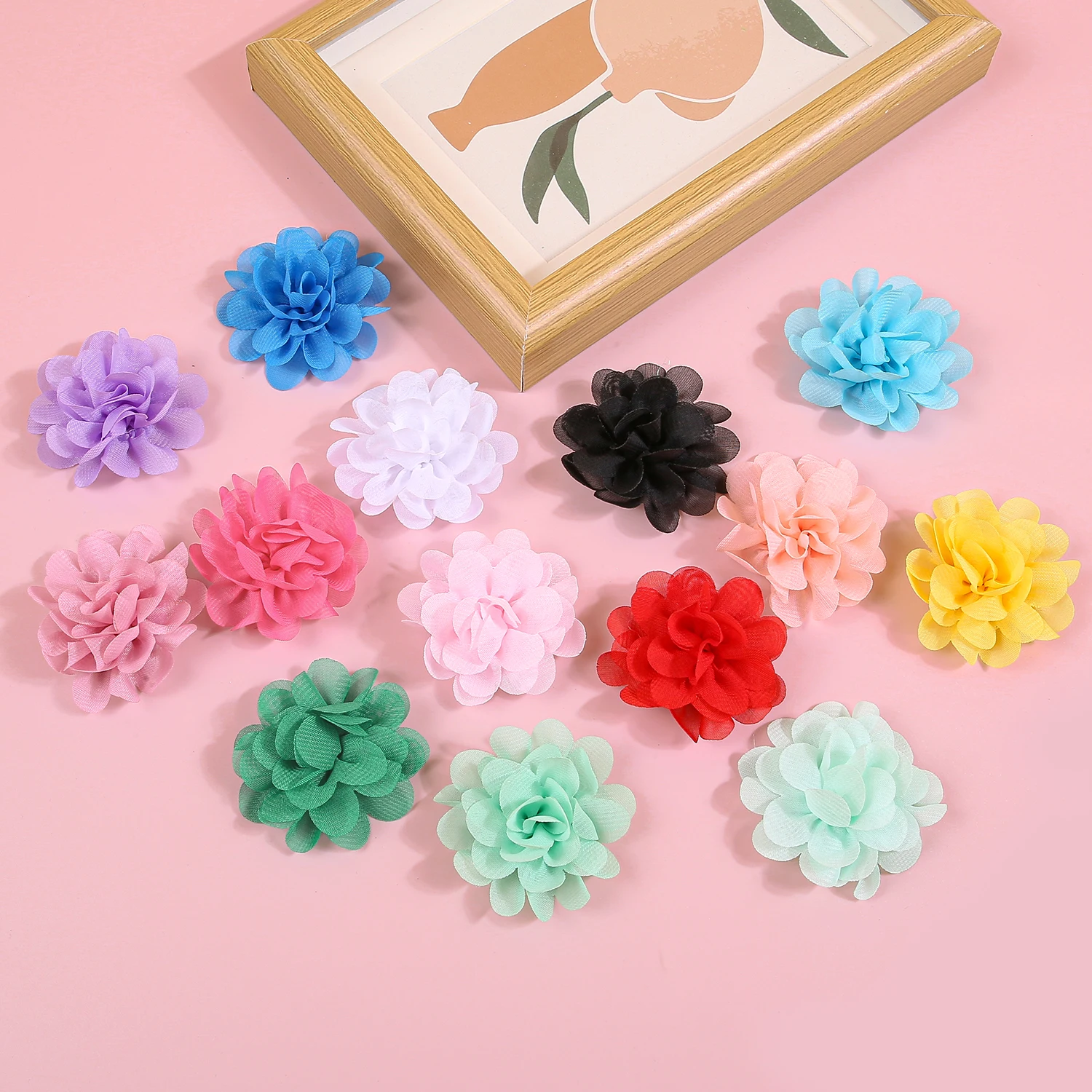

20pcs 2.1in 5.5cm Small Chiffon Flower Accessories For DIY Clothing Bag Clip Brooch Hair Accessories Hat Decor Accessories