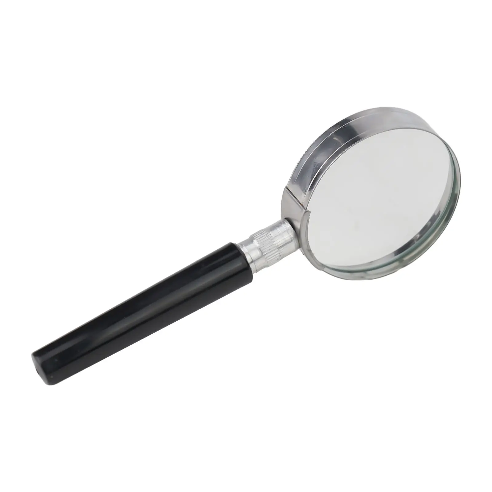 10Pcs Magnification Handheld Magnifier Magnifying Glass Handle 50mm 2inch Black Plastic Handle With Silver Frame Magnifier