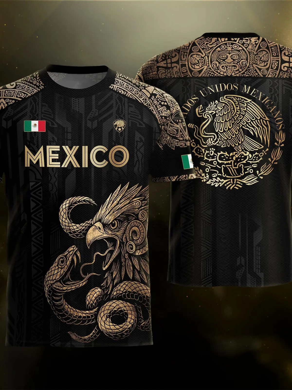 2026 Summer New Mexican Soccer Jersey ,Mexico Aztec Calendar Style Jerseys, Soccer Lover Gift, Family Clothing Football Top