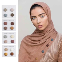 WLP Solid Color Round Magnetic Hijabs Silk Scarf Safe Clips Women Muslim Multi-Use Strong Magnet Shawl Turban Pins Accessories