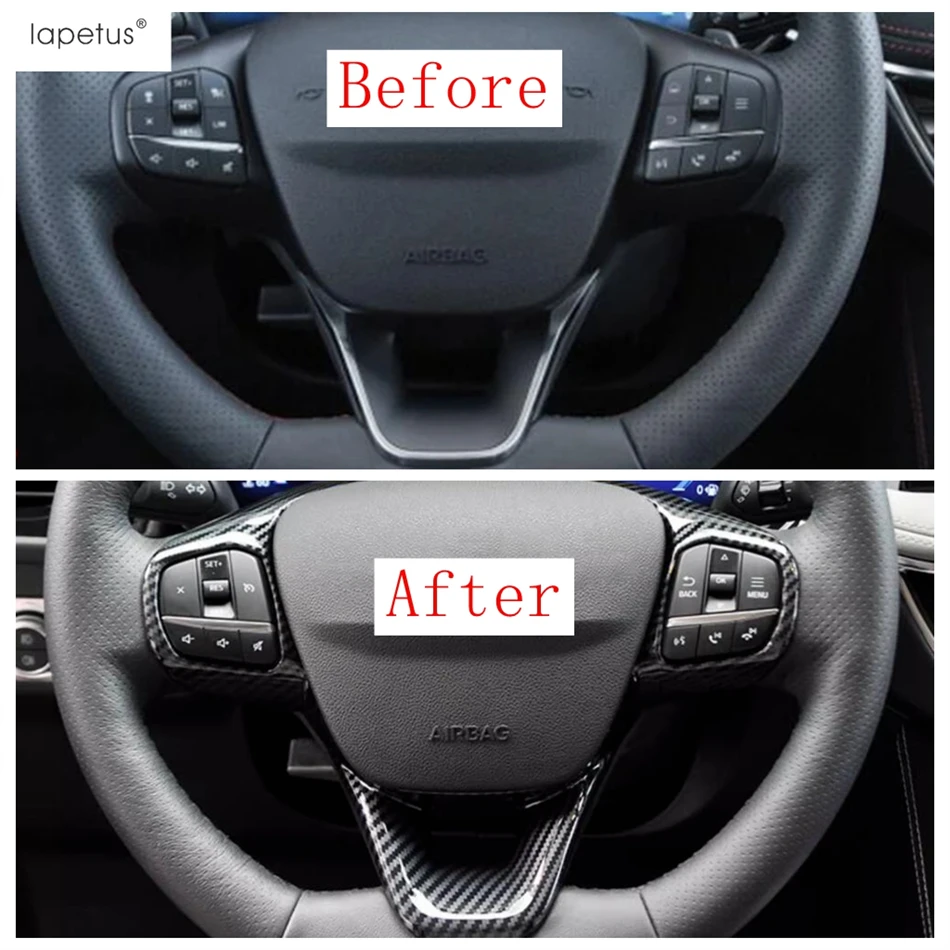 

Car Steering Wheel Frame Panel Decoration Cover Trim For Ford Escape / Kuga 2020 - 2025 ABS Carbon Fiber Interior Accessories