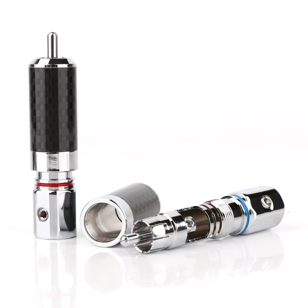 

Preffair R1700 High Quality Rhodium Plated Carbon Fiber RCA Plug Connector Hifi Auido Cable Plug for amplifier cable connector