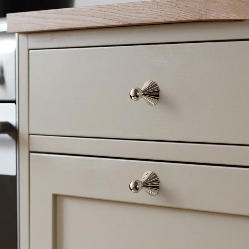 Goo-Ki Solid Brass Drawer Knobs High-end Silver Cabinet Knobs Kitchen Cupboard Handle Unique Design Umbrella Shaped Small Knob