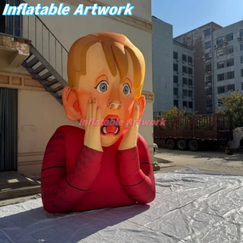 Personalized 4 Meters Tall Large Inflatable Scared Expression Figure for Outdoor Decoration Toys