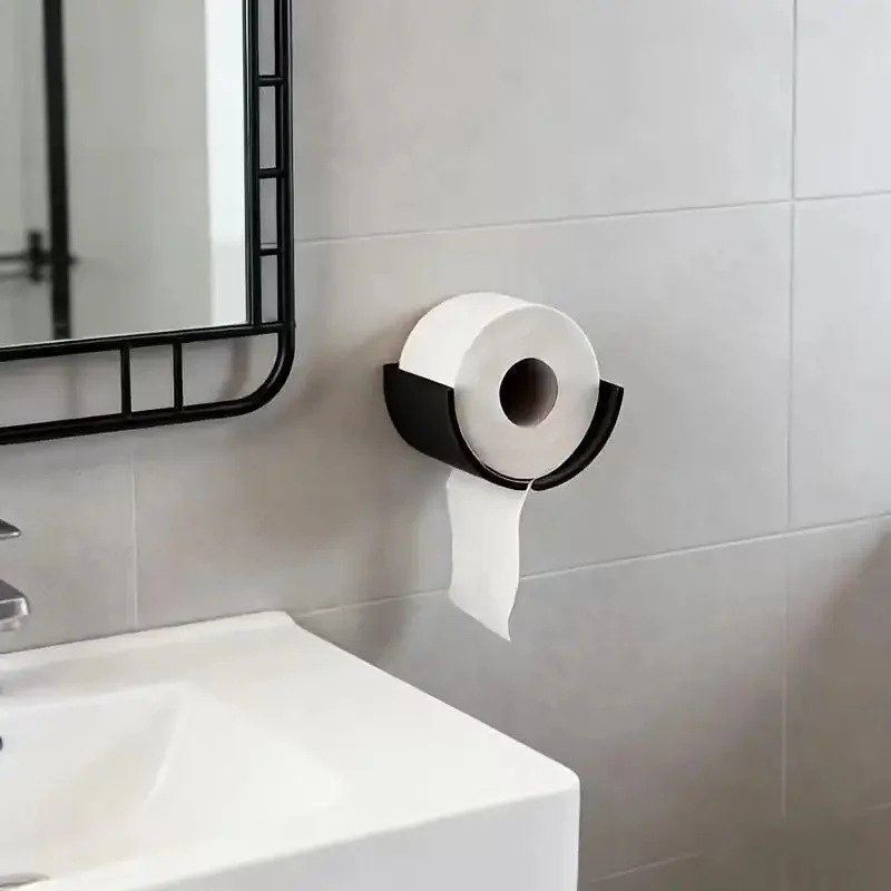 Creative Wall Mounted Waterproof Black Toilet Paper Holder Easy Install For Bathroom Decor