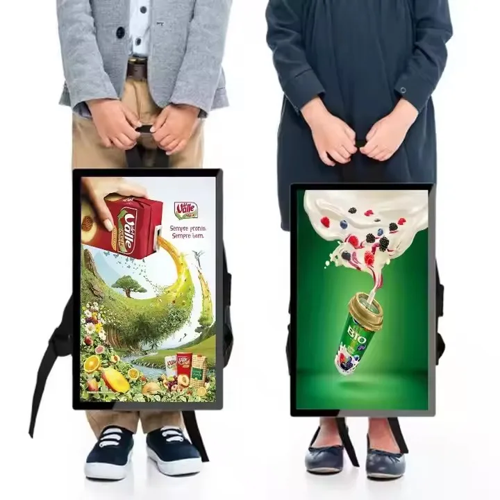 

32-Inch Fashionable Outdoor Walking Advertising Mobile Backpack Battery Powered with LCD TV Ad Player Screen Polyester Lining