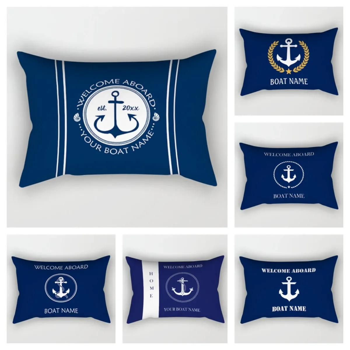 Dark Blue Nautical Decoration Lumbar Pillow Cover 30*50 Sofa Decoration Cushion Cover 40*60 Home Decoration Can Be Customized