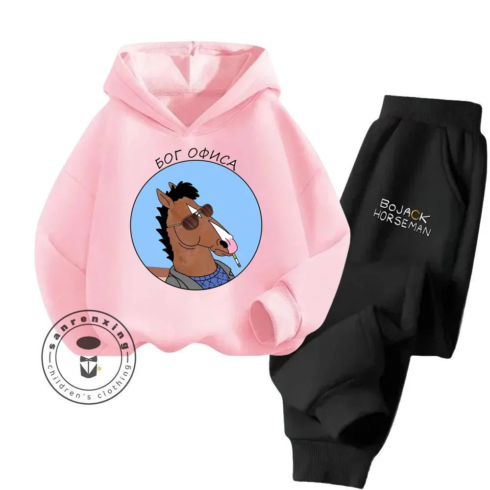 2024 Anime BoJack Horseman Kiddie Boys Hoodie Cute Spring and Fall Sweatshirt Kiddie Pullover Sports Teen Boys Hoodie Suit