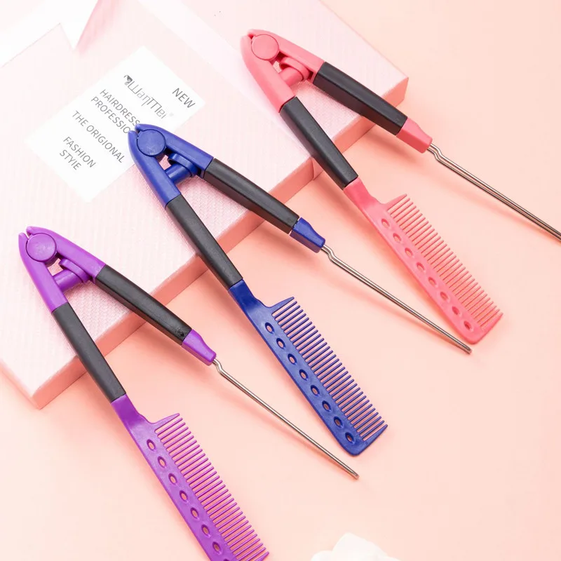 V Type Washable Folding Hair Straightener Comb Plywood Comb Hollow Card Slot Comb Hairdressing Brush Comb Hair Styling Tool