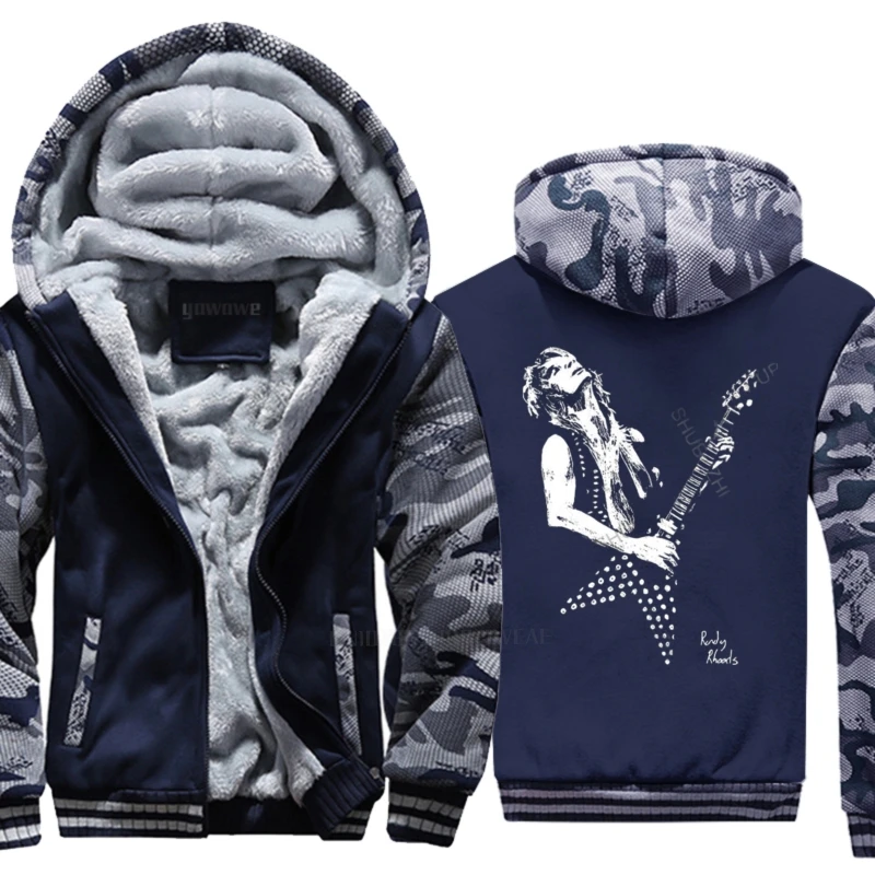 القطن العديد من الألوان معطف الرجال الاحترار هوديي راندي رودز الغيتار تحية أكبر حجم أوم العلامة التجارية مضحك طباعة عادية