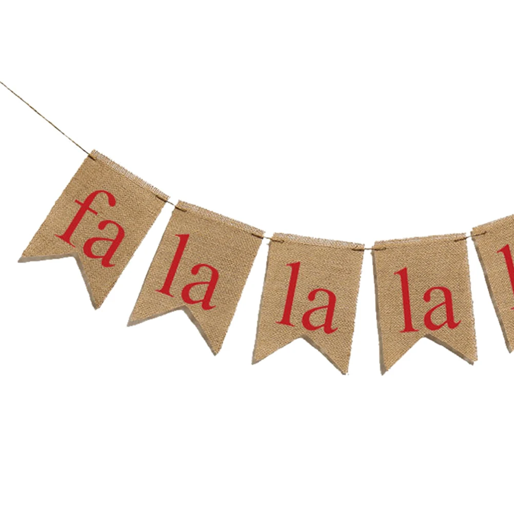 

Burlap Banner Christmas Party Hanging Decorative Bunting Versatile Use Home Office Window Wall Door Tree Branch Decoration