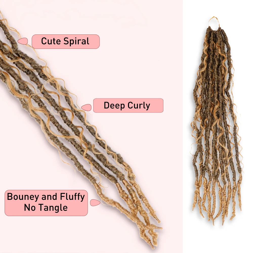 شعر كروشيه صناعي Goddess Faux Locs للنساء ذوات البشرة السمراء بأطراف مجعدة طويلة