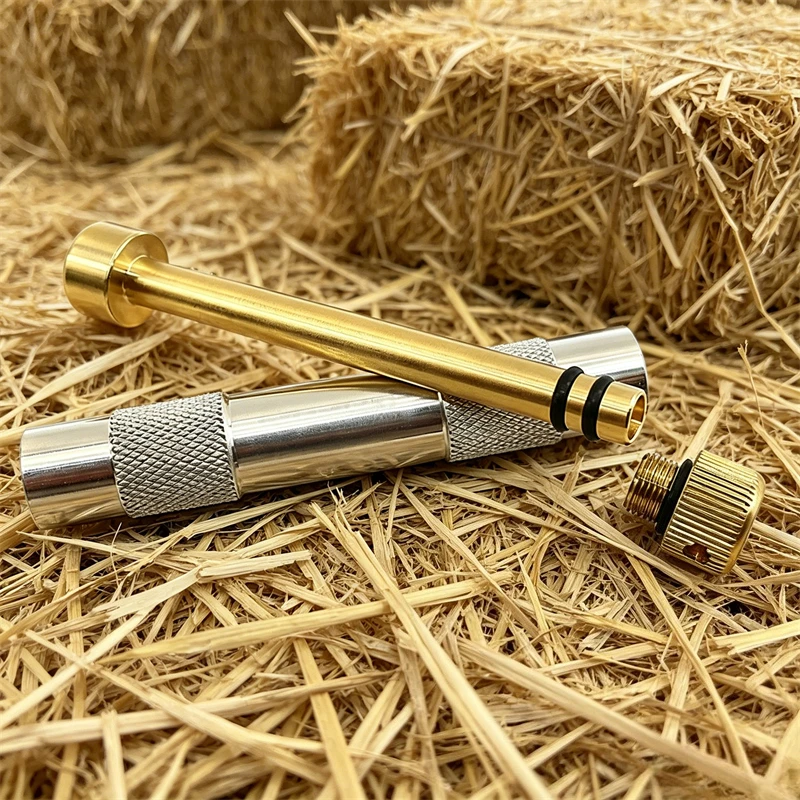 Brass Emergency Fire Piston Igniter, Windproof Compression Fire Tube, Survival Tool,Essential Outdoor Camping Ignition Equipment