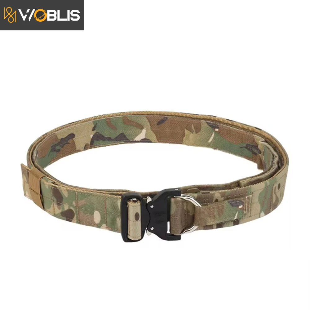 WOBLIS Tactical Belts Durable Men Belt Laser Cut Quick Release Buckle MOLLE Combat for Shooting Hunting Equipment Accessories