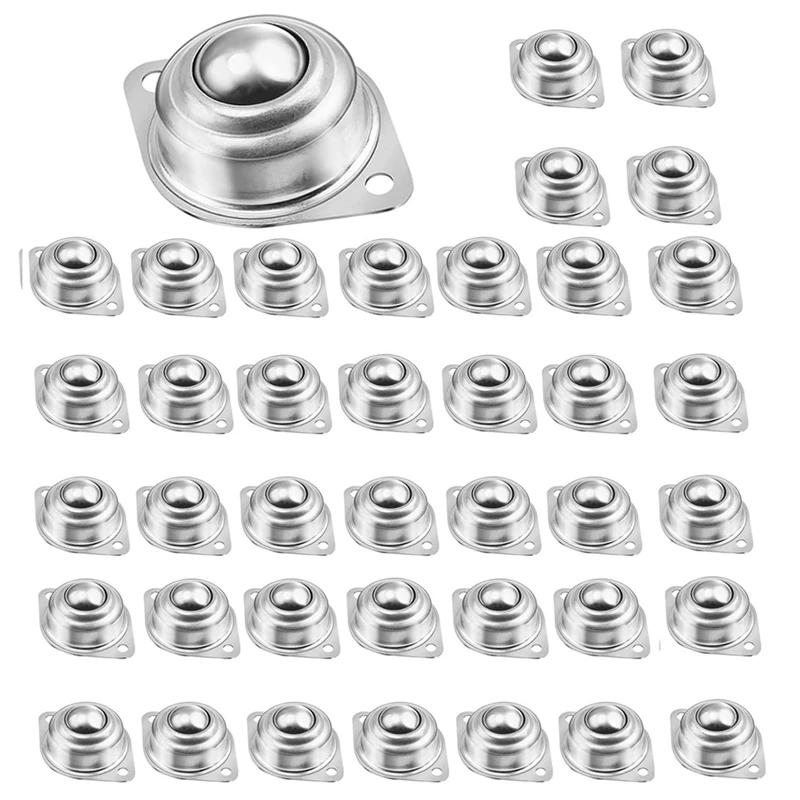 40PCS 1In Roller Ball Transfer Bearing,Carbon Steel Round Ball Transfer Unit,360º Rotation Universal Ball Casters 400Lbs