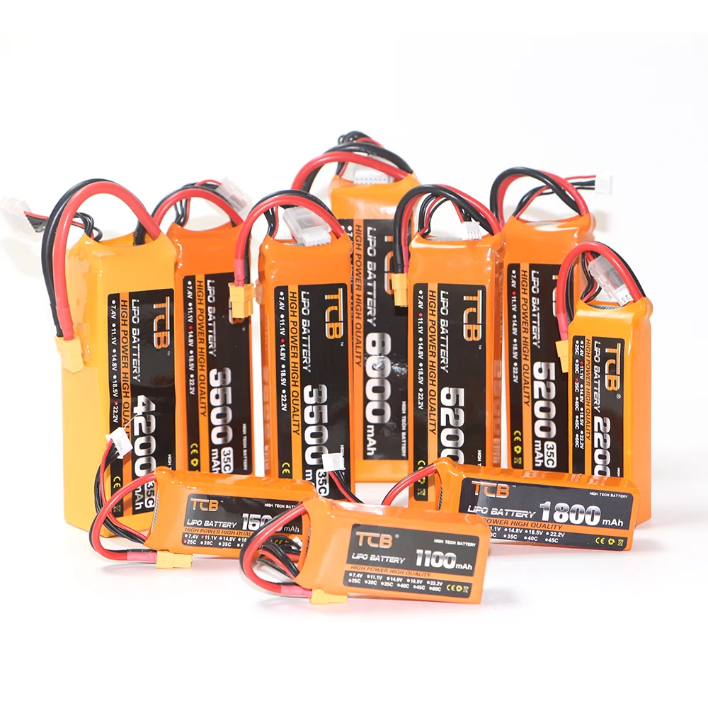 Nowy TCB 2S 3S 4S 6S 11.1V 14.8V 22.2V 1300 1500 1800 2200 3000 4200 5200 6000mAh 35C 60C XT60-T wtyczka akumulatory litowo-fosforowe RC