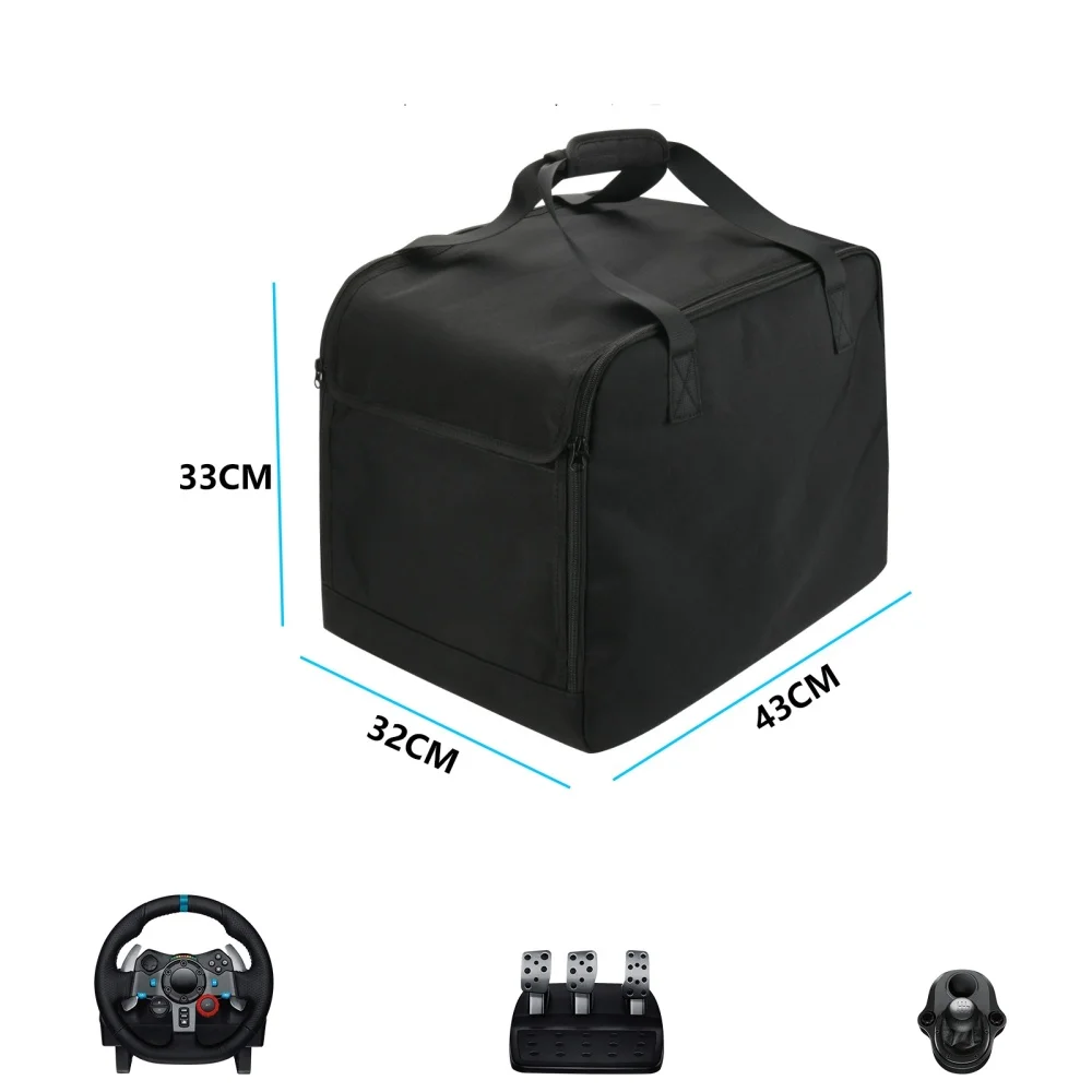 Storage Bag For Logitech G29 Racing Steering Wheel + Brake Pedal + Gear Shift Portable Storage Bag Black