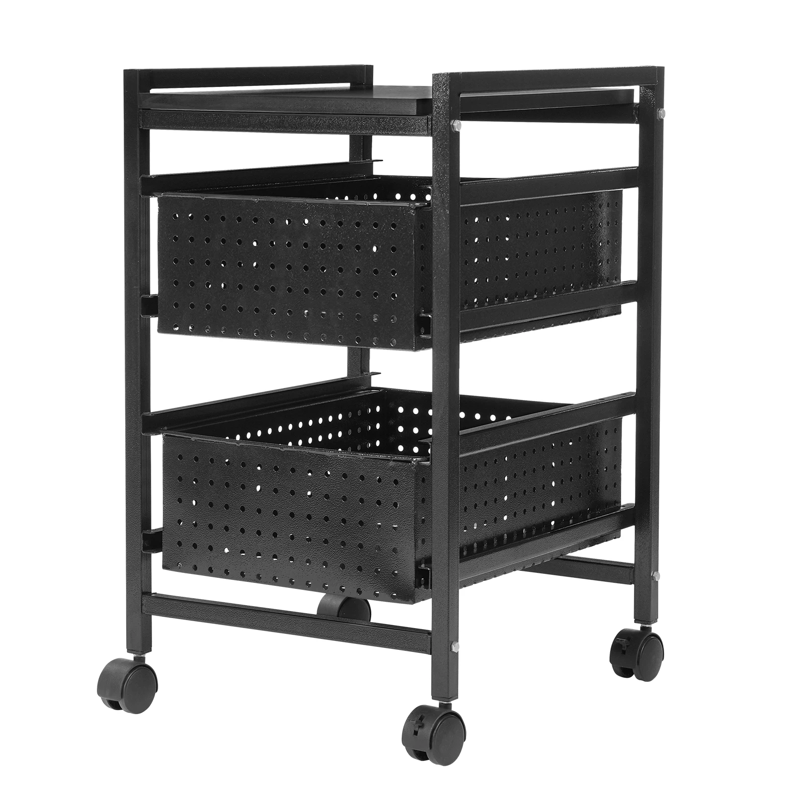 File Cart with 2/4 Tiers, Carbon Steel, 44.09lbs/66.14lbs Load Capacity, Easy to Move with 4 Wheels