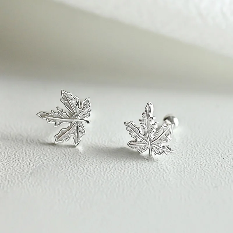 TrustDavis Real 925 Sterling Silver Minimalist Fashion Casual Leaves Plant Stud Earrings Women Wedding Party Fine Jewelry DS3963