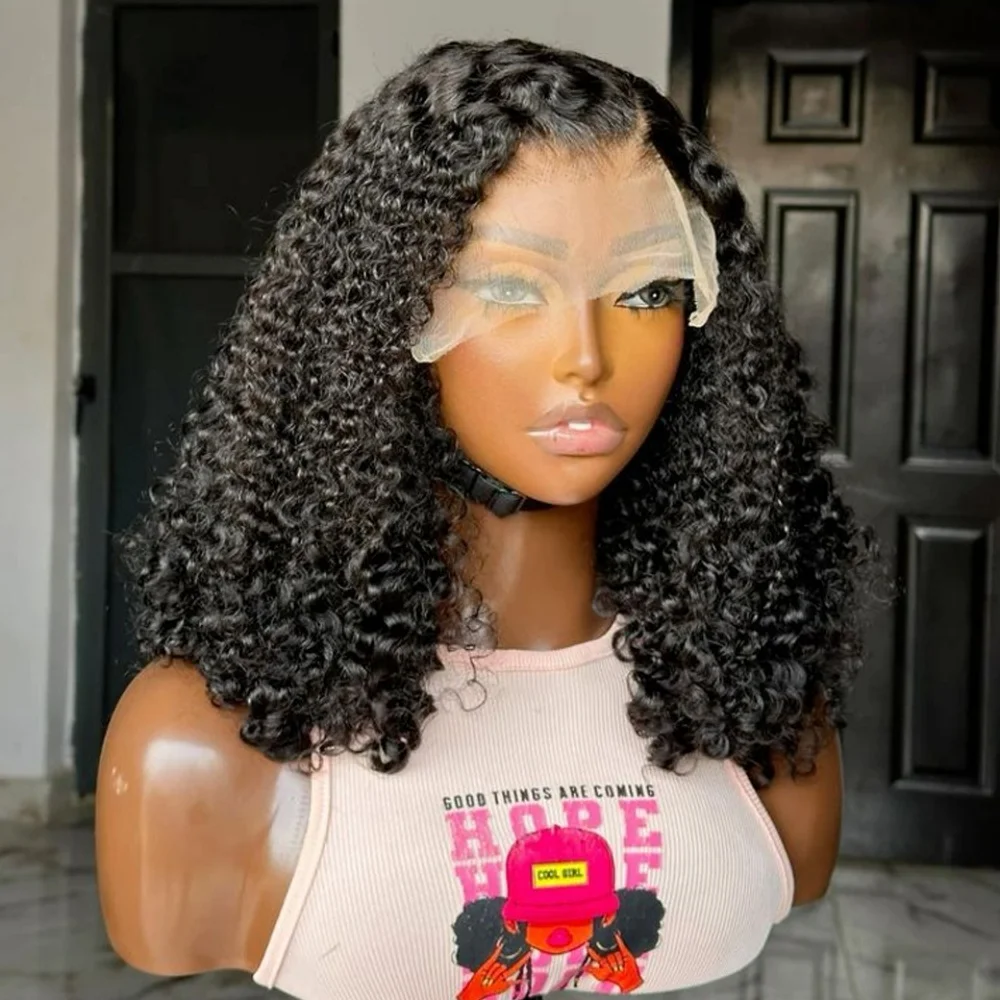 

100% Human Hair Curly Bob Wigs Brazilian Black Deep Wave 13x4 Lace Front Short Wig 4x4 Closure Lace Frontal Pixie Curly Bob Wigs