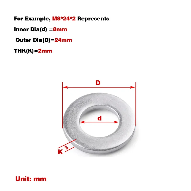 Aluminum Alloy Flat Washer Spacer M4 M5 M6 M8 M10 M12 M14 Thin Lightweight Shim Corrosion Resistant for 3D Printer RC Model